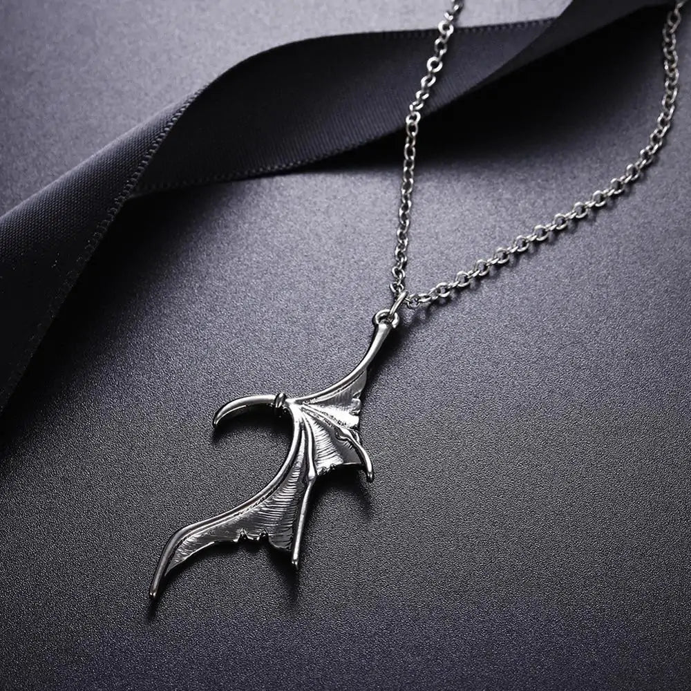 Matching Dragon Wing Heart Pendant Necklace