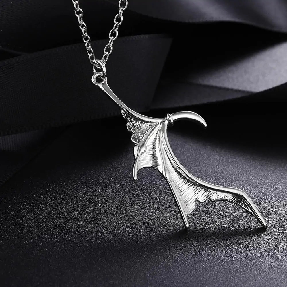 Matching Dragon Wing Heart Pendant Necklace