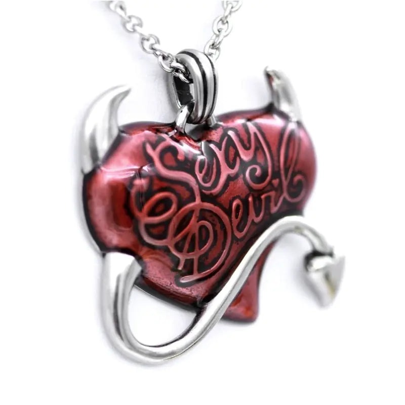 Gothic Heart Demon Pendant Necklace