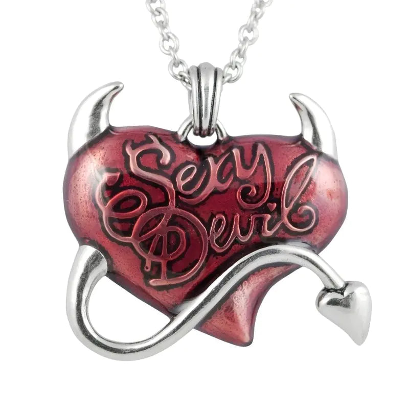 Gothic Heart Demon Pendant Necklace